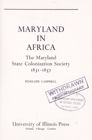 Cover of Maryland in Africa