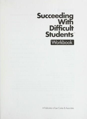 Book cover for Succeeding with Difficult Students Workbook