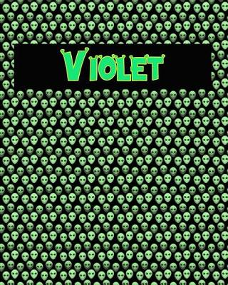 Book cover for 120 Page Handwriting Practice Book with Green Alien Cover Violet