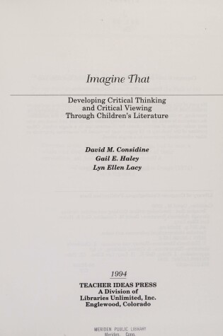 Cover of Developing Critical Thinking and Critical Viewing Through Children's Literature