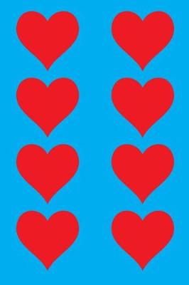 Book cover for 100 Page Unlined Notebook - Red Hearts on Cyan