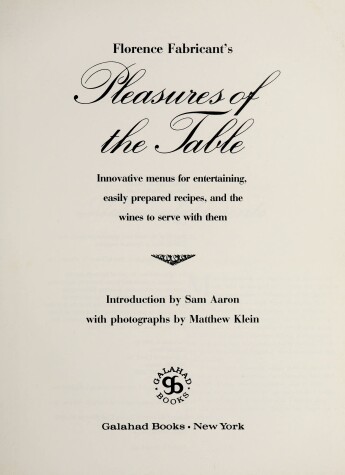 Book cover for Pleasures of the Table