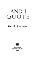 Book cover for And I Quote