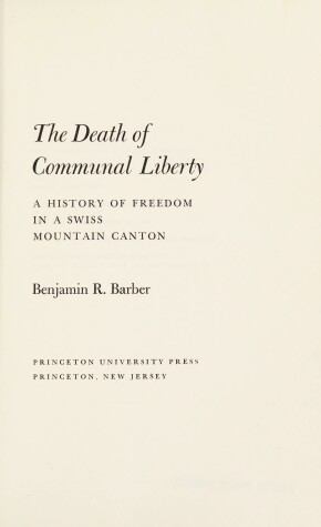 Book cover for The Death of Communal Liberty