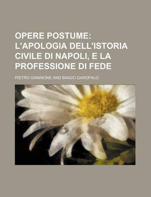 Book cover for Opere Postume (1); L'Apologia Dell'istoria Civile Di Napoli, E La Professione Di Fede