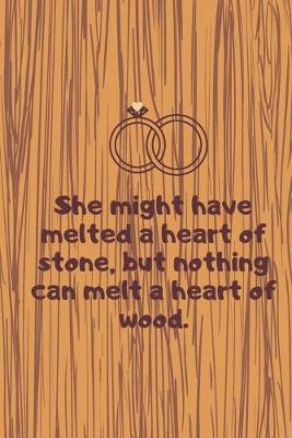Book cover for She might have melted a heart of stone, but nothing can melt a heart of wood. Notebook