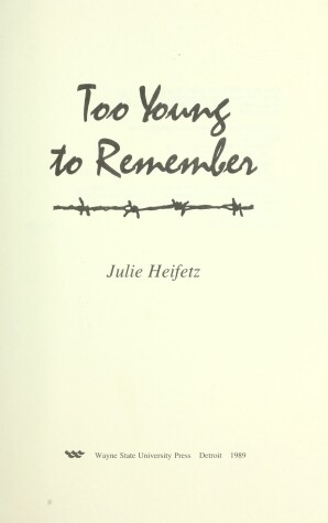 Book cover for Too Young to Remember