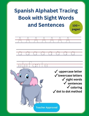 Book cover for Spanish Alphabet Tracing Book with Sight Words and Sentences