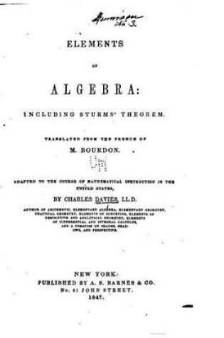 Cover of Elements of Algebra, Including Sturms' Theorem