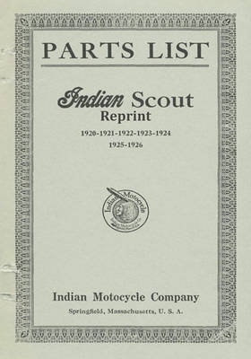 Book cover for Parts List Indian Scout Reprint 1920 1921 1922 1923 1924 1925 1926