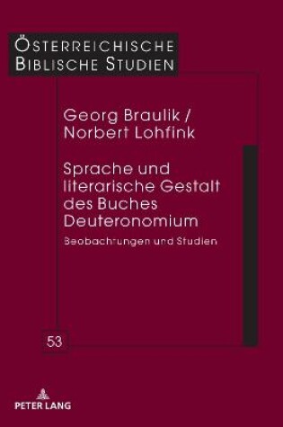 Cover of Sprache Und Literarische Gestalt Des Buches Deuteronomium