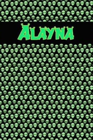 Cover of 120 Page Handwriting Practice Book with Green Alien Cover Alayna
