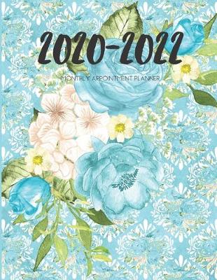Book cover for 2020-2022 Three 3 Year Planner Watercolor Turquoise Flowers Monthly Calendar Gratitude Agenda Schedule Organizer