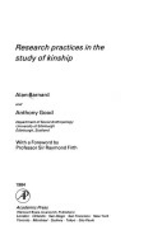 Cover of Research Practices in the Study of Kinship