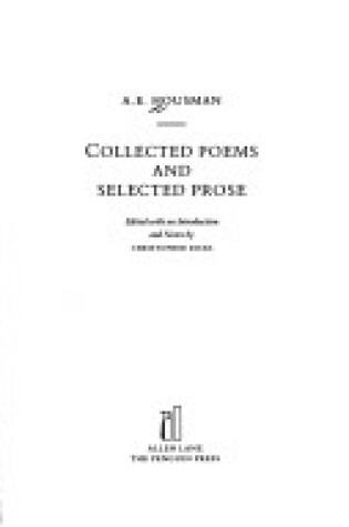 Cover of Collected Poems and Selected Prose