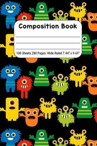 Cover of Composition Book Wide Rule, Monsters on Black
