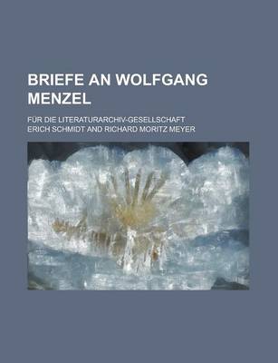 Book cover for Briefe an Wolfgang Menzel; Fur Die Literaturarchiv-Gesellschaft