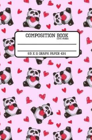 Cover of Composition Book Cute Panda Graph Paper 4x4