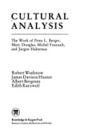 Cover of Cultural Analysis