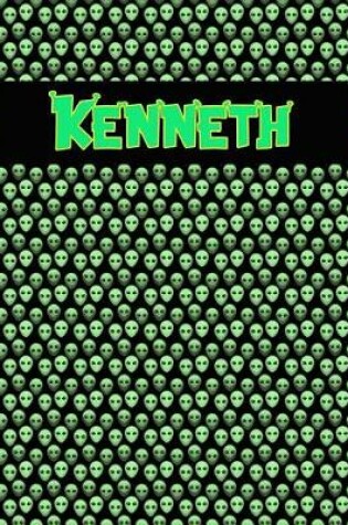 Cover of 120 Page Handwriting Practice Book with Green Alien Cover Kenneth