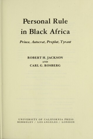 Book cover for Personal Rule in Black Africa