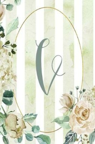 Cover of 2020 Weekly Planner, Letter V, Green Stripe Floral Design