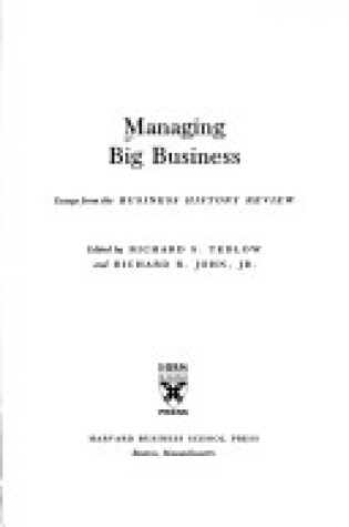 Cover of Managing Big Business