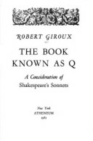 Cover of The Book Known as Q