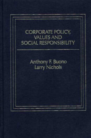 Cover of Corporate Policy, Values and Social Responsibility