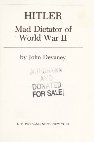 Cover of Hitler, Mad Dictator of World War II