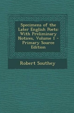 Cover of Specimens of the Later English Poets