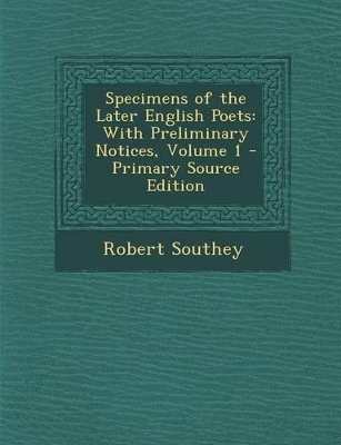 Book cover for Specimens of the Later English Poets