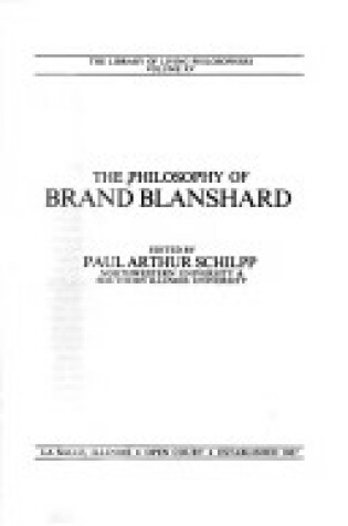 Cover of Philosophy of Brand Blanshard