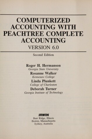 Cover of Computerized Accounting with Peachtree Complete Accounting 6.0 Version