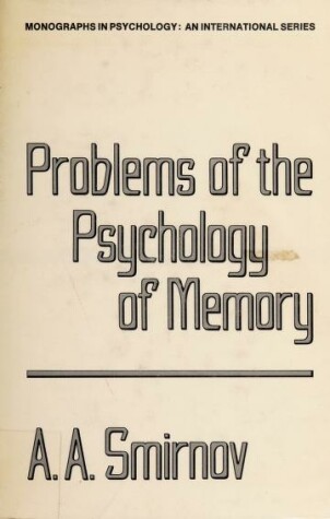 Cover of Problems of the Psychology of Memory