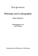 Book cover for Philologie Und Lexikographie