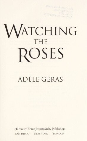 Cover of Watching the Roses