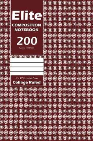 Cover of Elite Composition Notebook, Collage Ruled 8 x 10 Inch, Large 100 Sheet, Red Cover