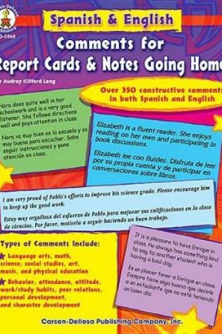 Cover of Spanish & English Comments for Report Cards & Notes Going Home, Grades K - 5