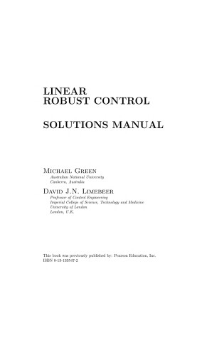 Cover of Sm Linear Robust Control S/M
