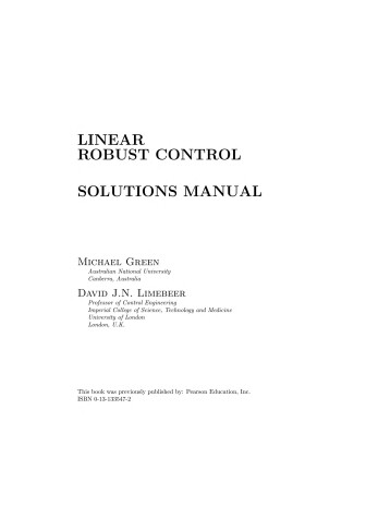 Book cover for Sm Linear Robust Control S/M