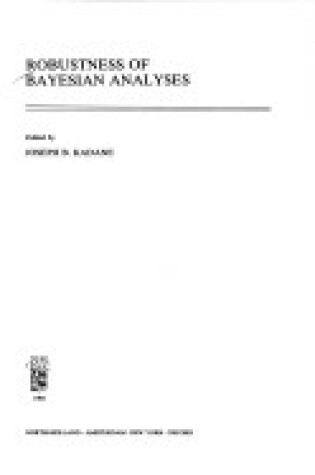 Cover of Robustness of Bayesian Analyses