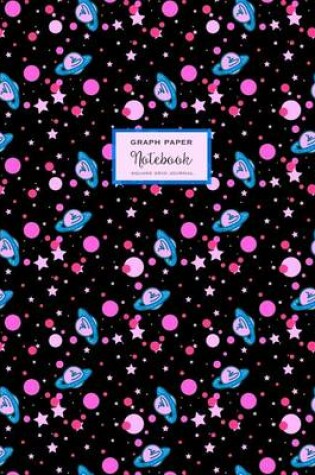 Cover of Graph Paper Notebook - Celestial Pink Blue On Black