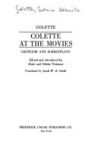 Cover of Colette at the Movies