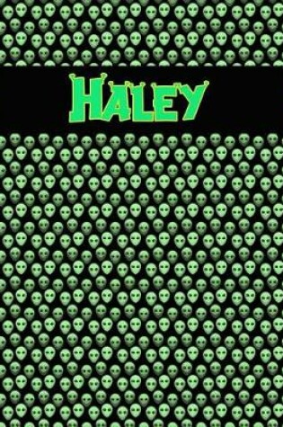 Cover of 120 Page Handwriting Practice Book with Green Alien Cover Haley