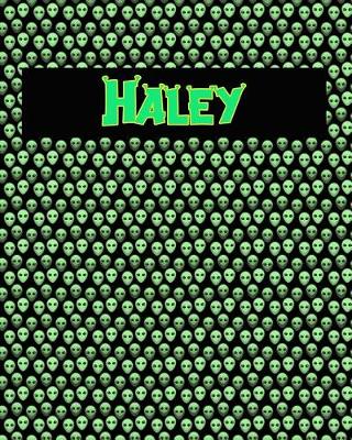 Book cover for 120 Page Handwriting Practice Book with Green Alien Cover Haley