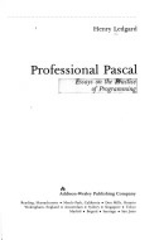 Cover of Professional PASCAL