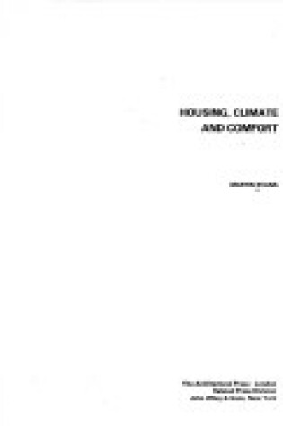Cover of Evans: *Housing* Climate & Comfort