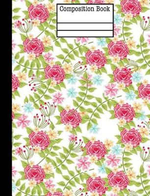Book cover for Pink Floral Composition Notebook - Wide Ruled