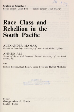 Cover of Race, Class and Rebellion in the South Pacific